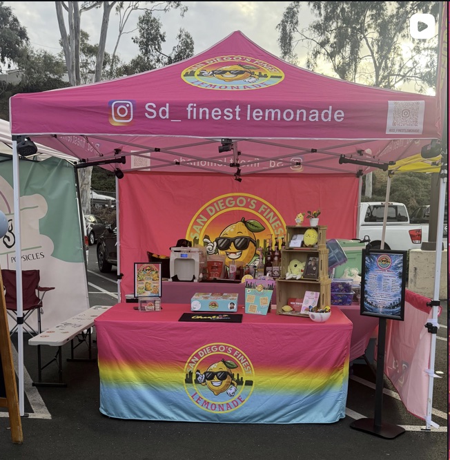 SD Finest Lemonade’s colorful pink pop-up booth in San Diego